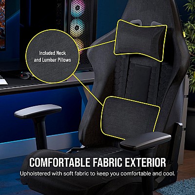 מושב גיימינג בד Corsair צבע שחור אפור דגם TC100 מושב גיימינג בד Corsair צבע שחור אפור דגם TC100
