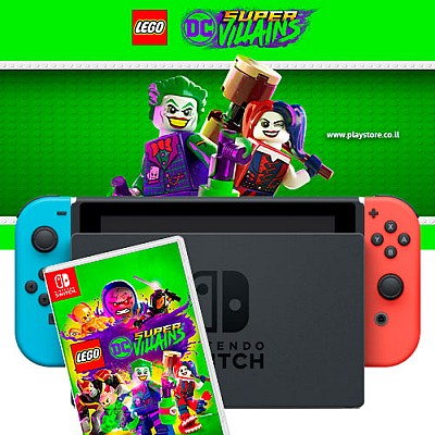 Nintendo Switch | באנדל קונסולת ניידת נינטנדו סוויץ’ כולל משחק LEGO DC: Super-Villains