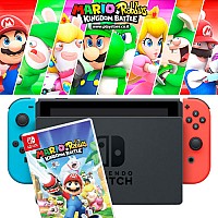 Nintendo Switch | באנדל קונסולת ניידת נינטנדו סוויץ’ כולל משחק Mario + Rabbids Kingdom Battle