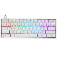 מקלדת גיימינג מכנית חוטית מוקטנת 60% חברת HK GAMING דגם GK61 הסוויצ'ים צהובים בצבע לבן