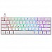 מקלדת גיימינג מכאנית חוטית מוקטנת 60% חברת HK GAMING דגם GK61 הסוויצ'ים צהובים בצבע לבן