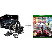 הגה מרוצים + גיר הילוכים + דוושות דגם PXN V3 PRO ומשחק מרוץ The Crew 2