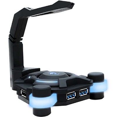 מפצל 4 כניסות USB עם מנהל כבל לעכבר Dragon - צבע שחור/כחול