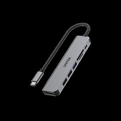uHUB S7+ – מפצל USB-C 7-ב-1 עם HDMI 4K ו-PD ‎100W (UNITEK H1118A)
