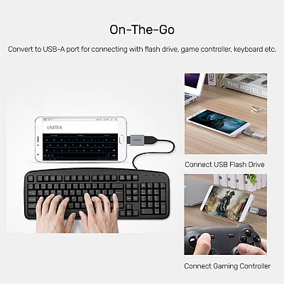 UNITEK מתאם USB-C ל-USB-A (Y-A025CGY) – עד 5Gbps