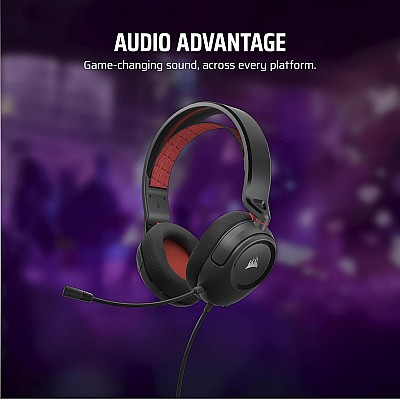 אוזניות גיימינג Corsair HS35 V2 צבע שחור/אדום – חיבור 3.5 מ"מ