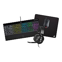 CORSAIR סט גיימינג 4-ב-1 - מקלדת + עכבר + אוזניות + משטח