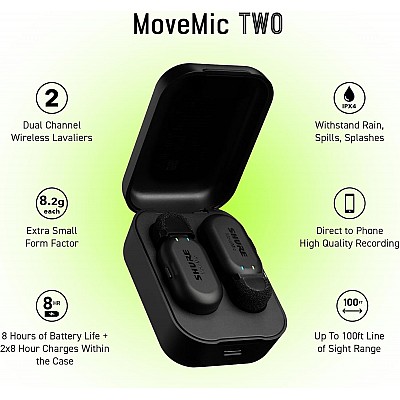 Shure MoveMic Two – זוג מיקרופוני דש אלחוטיים