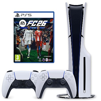 Sony PlayStation 5 1TB Slim Blu-ray Edition FC 26 Bundle עם שני בקרים