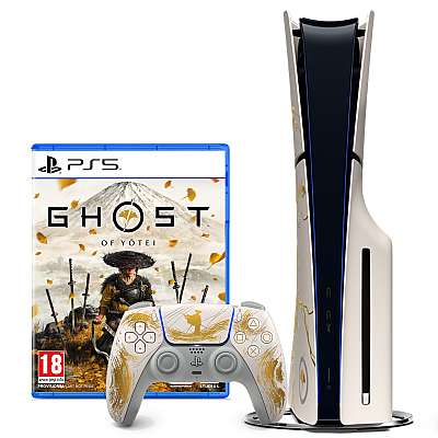 Sony PlayStation 5 Slim 1TB – Ghost of Yōtei Gold Limited Edition Bundle | סוני פלייסטיישן 5 סלים מהדורה מוגבלת גולד + משחק Ghost of Yōtei