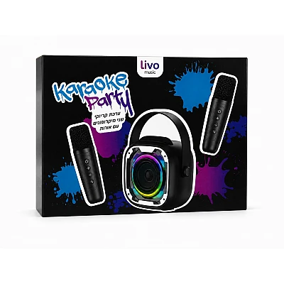 ערכת קריוקי Livo Music עם 2 מיקרופונים ורמקול תאורה RGB ערכת קריוקי Livo Music עם 2 מיקרופונים ורמקול תאורה RGB