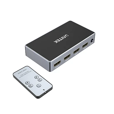 מתג HDMI איכותי מדגם Unitek V1111A, מאפשר לחבר 3 מקורות HDMI ולהעביר למסך אחד