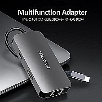 Protec | מולטיפורט 6 ב-1 ברזולוציית 4K עם רשת וטעינה דגם - DM 285