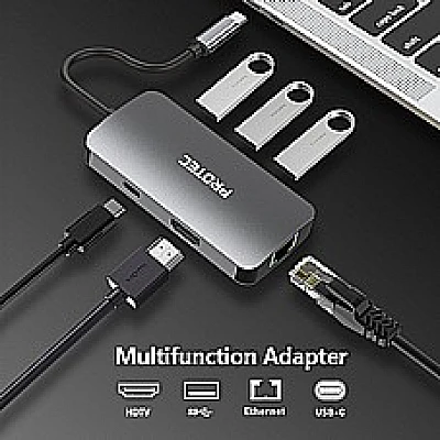 Protec | מולטיפורט 6 ב-1 ברזולוציית 4K עם רשת וטעינה דגם - DM 285