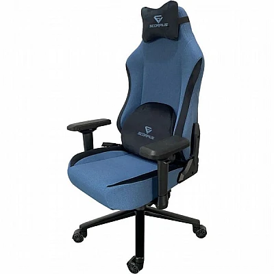 מושב גיימינג בד Scorpius דגם Performance צבע שחור כחול בהיר