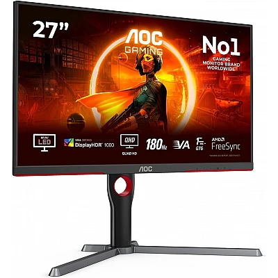 מסך גיימינג Mini-LED ‏AOC Q27G3XMN בגודל 27 אינץ׳ QHD ‏180Hz
