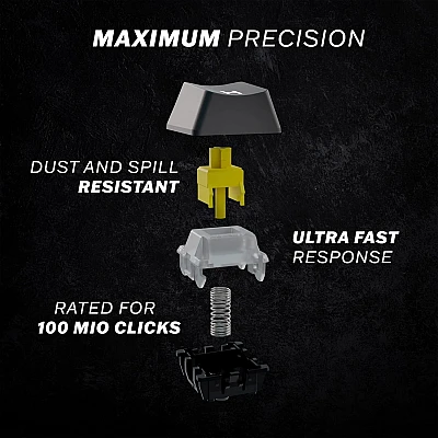 מקלדת גיימינג מכנית חוטית מוקטנת 60% חברת HK GAMING דגם GK61 הסוויצ'ים צהובים בצבע שחור