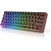 מקלדת גיימינג מכנית חוטית מוקטנת 60% חברת HK GAMING דגם GK61 הסוויצ'ים צהובים בצבע שחור