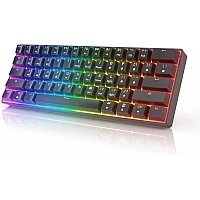 מקלדת גיימינג מכנית חוטית מוקטנת 60% חברת HK GAMING דגם GK61 הסוויצ'ים צהובים בצבע שחור מקלדת גיימינג מכנית חוטית מוקטנת 60% חברת HK GAMING דגם GK61 הסוויצ'ים צהובים בצבע שחור