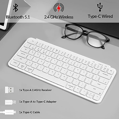 מקלדת אלחוטית Keychron B1 Pro White US 75% לבנה מקלדת אלחוטית Keychron B1 Pro White US 75% לבנה