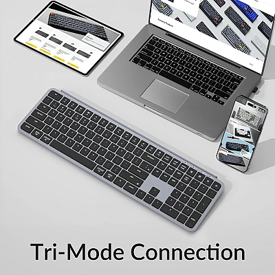 מקלדת אלחוטית Keychron B6 Pro Gray US 100% אפורה