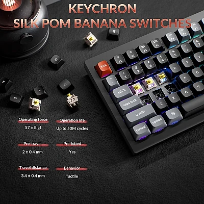 מקלדת Keychron V1U Ultra 8K 75% Hot-Swap Banana Switch מקלדת Keychron V1U Ultra 8K 75% Hot-Swap Banana Switch