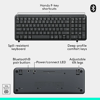 סט מקלדת ועכבר אלחוטיים Logitech MK250 Bluetooth בצבע Graphite סט מקלדת ועכבר אלחוטיים Logitech MK250 Bluetooth בצבע Graphite