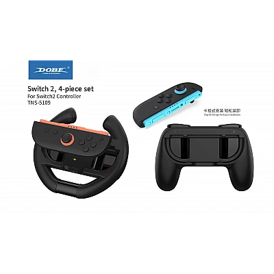 ערכת DOBE: ידיות אחיזה והגה לשלטי Joy-Con – תואם ל-Nintendo Switch 2 ערכת DOBE: ידיות אחיזה והגה לשלטי Joy-Con – תואם ל-Nintendo Switch 2