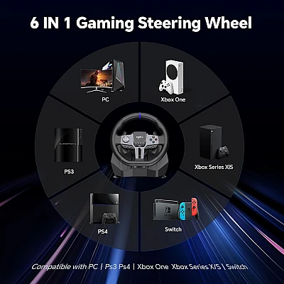 הגה מירוצים PXN V9 GEN2 עם דוושות וגיר הילוכים ל-PC / PS4 / Xbox / Switch הגה מירוצים PXN V9 GEN2 עם דוושות וגיר הילוכים ל-PC / PS4 / Xbox / Switch