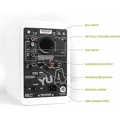 YU4 KANTO | זוג רמקולים מוגברים שולחניים בצבע לבן מט