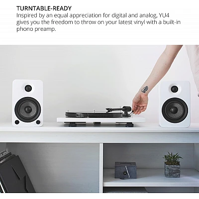 YU4 KANTO | זוג רמקולים מוגברים שולחניים בצבע לבן מט