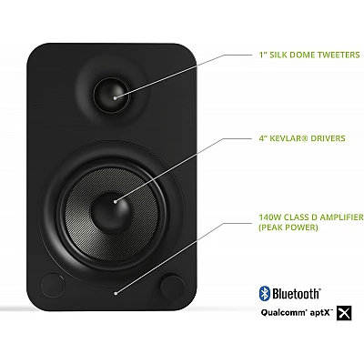 YU4 KANTO | זוג רמקולים מוגברים שולחניים בצבע שחור מט