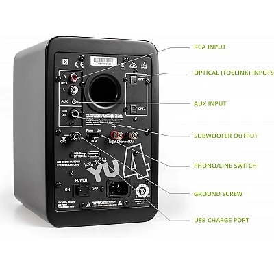 YU4 KANTO | זוג רמקולים מוגברים שולחניים בצבע שחור מט