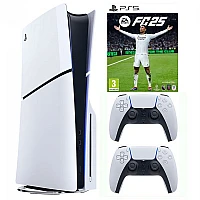 Sony PlayStation 5 1TB Slim Blu-ray Edition FC 25 Bundle עם שני בקרים