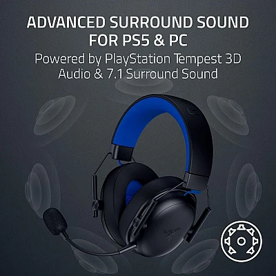 אוזניות גיימינג אלחוטיות Razer BlackShark V3 X HyperSpeed for PlayStation בצבע שחור