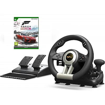 חבילת הגה מרוצים PXN V3 Pro עם דוושות וגיר הילוכים + Forza Horizon 6 ל-Xbox Series X