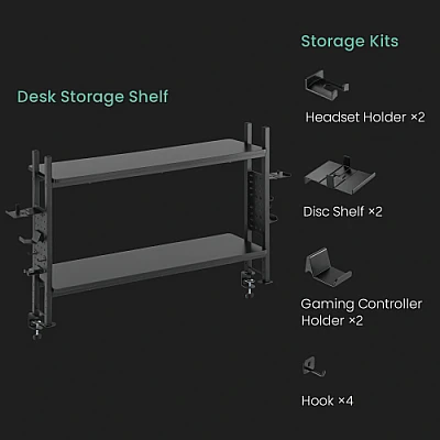 LUMI STB-192 – ארגונית לשולחן עם מדפים דו-שכבתיים ולוח יתדות