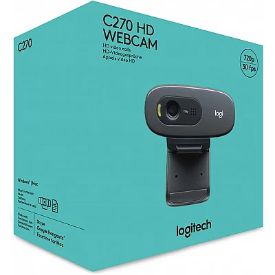 מצלמת אינטרנט Logitech HD C270 עם מיקרופונים סטריאו ותריס פרטיות מצלמת אינטרנט Logitech HD C270 עם מיקרופונים סטריאו ותריס פרטיות