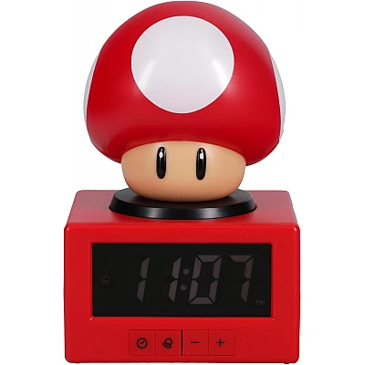 שעון מעורר Super Mario Super Mushroom עם תאורת לילה מבית Paladone שעון מעורר Super Mario Super Mushroom עם תאורת לילה מבית Paladone