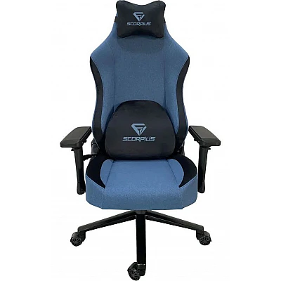 מושב גיימינג בד Scorpius דגם Performance צבע שחור כחול בהיר מושב גיימינג בד Scorpius דגם Performance צבע שחור כחול בהיר