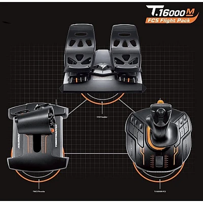 חבילת T.16000M FCS ג'ויסטיק+מצערת+דוושות היגוי THRUSTMASTER