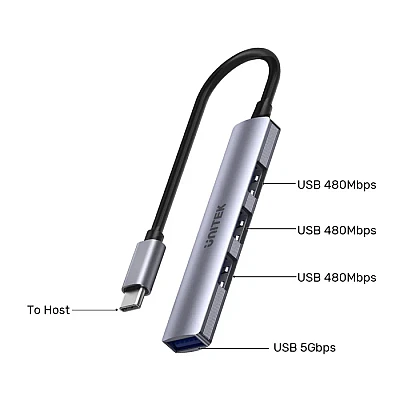 UNITEK רכזת USB-C 4-ב-1 (H1208B) – 5Gbps