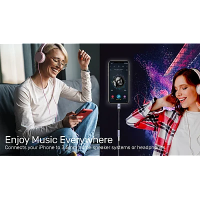 UNITEK מתאם Lightning ל-3.5 מ״מ (M1208A) – Hi-Fi ‎48kHz/16bit