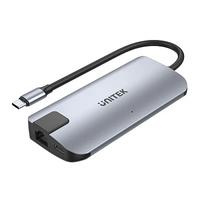 UNITEK uHUB P5+ – תחנת הרחבה 5-ב-1 ל-USB-C עם HDMI, רשת Gigabit ו-Power Delivery ‎100W (D1028A)