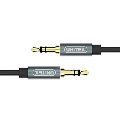 UNITEK כבל אודיו 3.5 מ״מ זכר↔זכר (Y-C926ABK) – 1 מ׳, מצופה זהב, שחור
