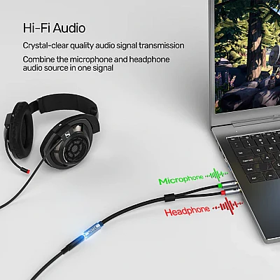 UNITEK מתאם אוזניות 3.5 מ״מ: נקבה → 2× זכר (אודיו + מיקרופון) – Y-C957ABK, 20 ס״מ UNITEK מתאם אוזניות 3.5 מ״מ: נקבה → 2× זכר (אודיו + מיקרופון) – Y-C957ABK, 20 ס״מ