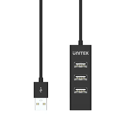 UNITEK רכזת USB 2.0 עם 4 יציאות (Y-2140) – כבל 80 ס״מ, שחור