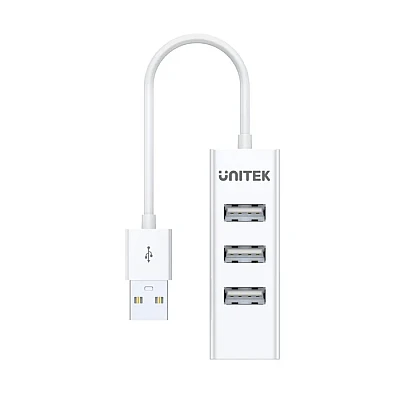 UNITEK רכזת USB 2.0 עם 4 יציאות (Y-2146) – Cloud White