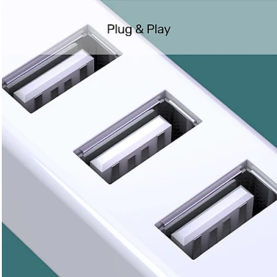 UNITEK רכזת USB 2.0 עם 4 יציאות (Y-2146) – Cloud White