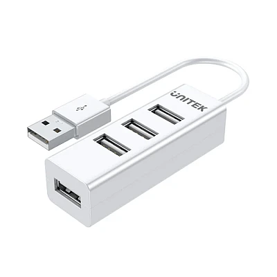 UNITEK רכזת USB 2.0 עם 4 יציאות (Y-2146) – Cloud White